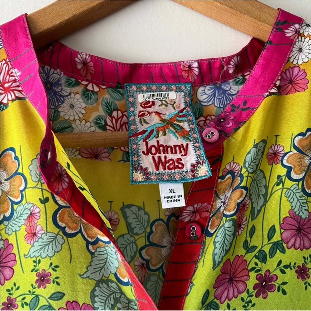Johnny Was Silk Alba Rainbow Floral Dress - Picture 3 of 10